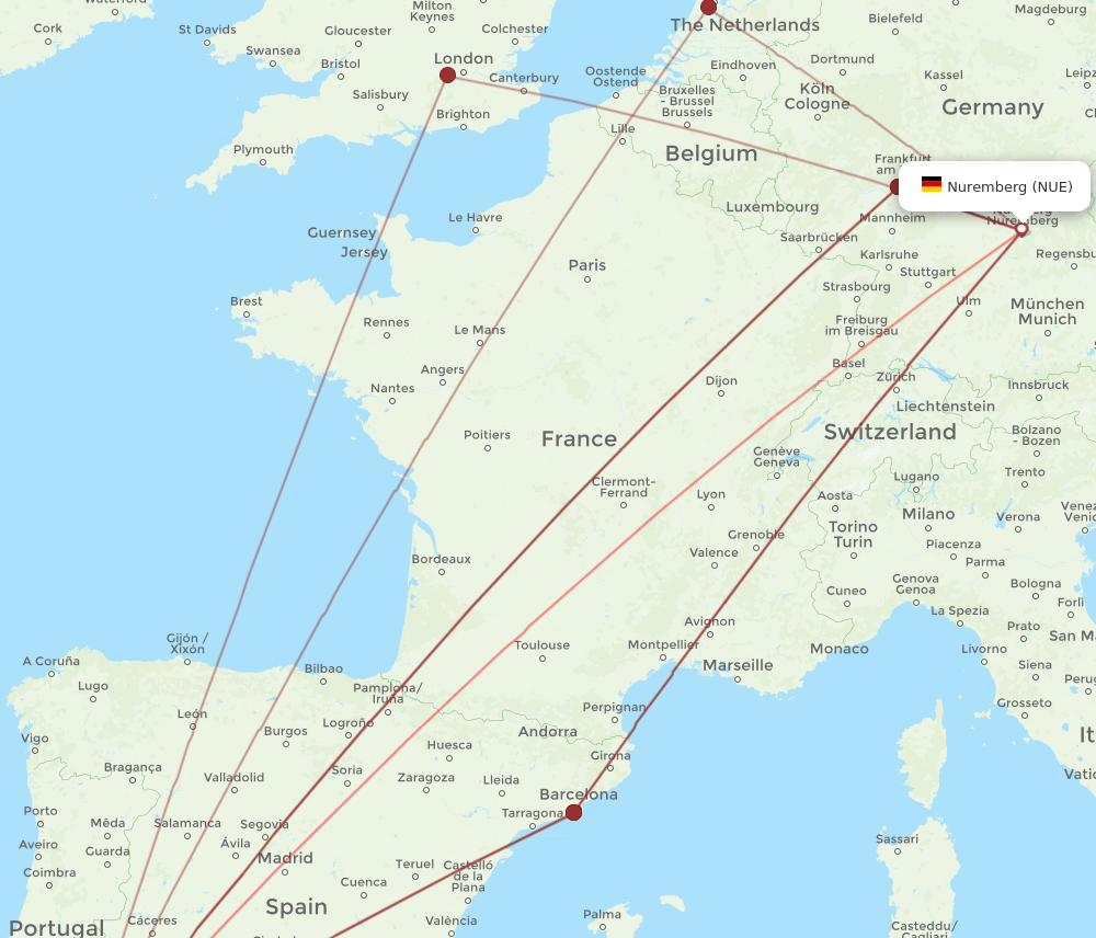 NUE-FAO flight routes