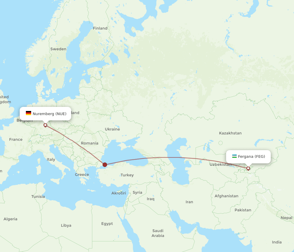 NUE-FEG flight routes