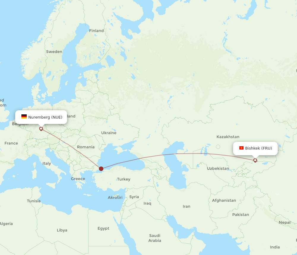 NUE-FRU flight routes