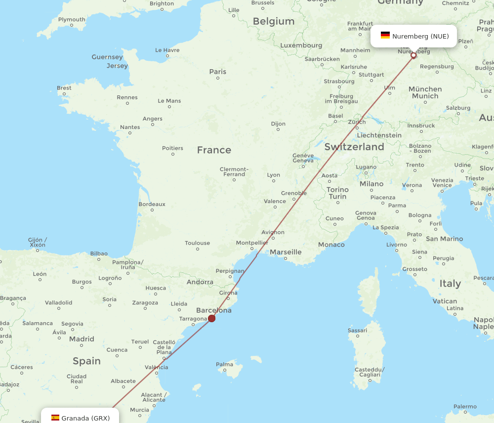 NUE-GRX flight routes