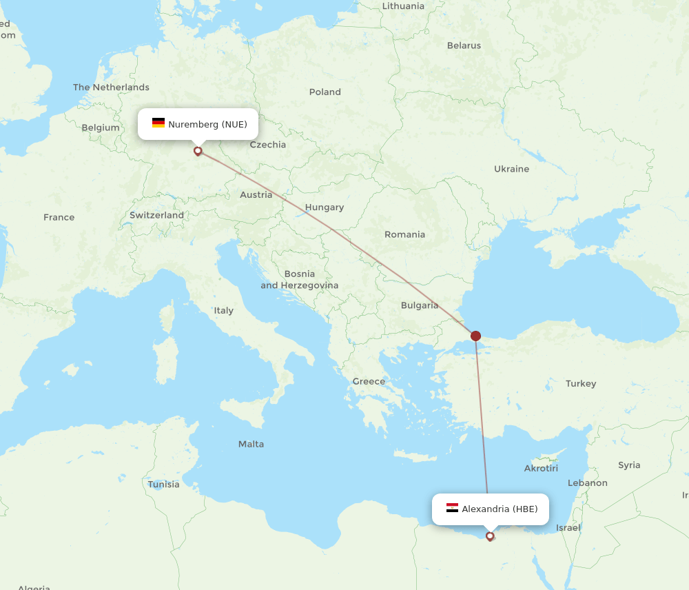 NUE-HBE flight routes