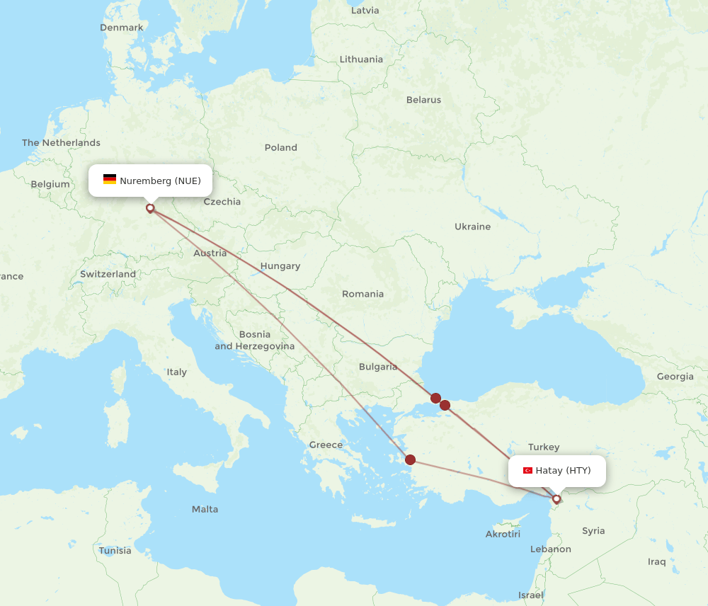 NUE-HTY flight routes