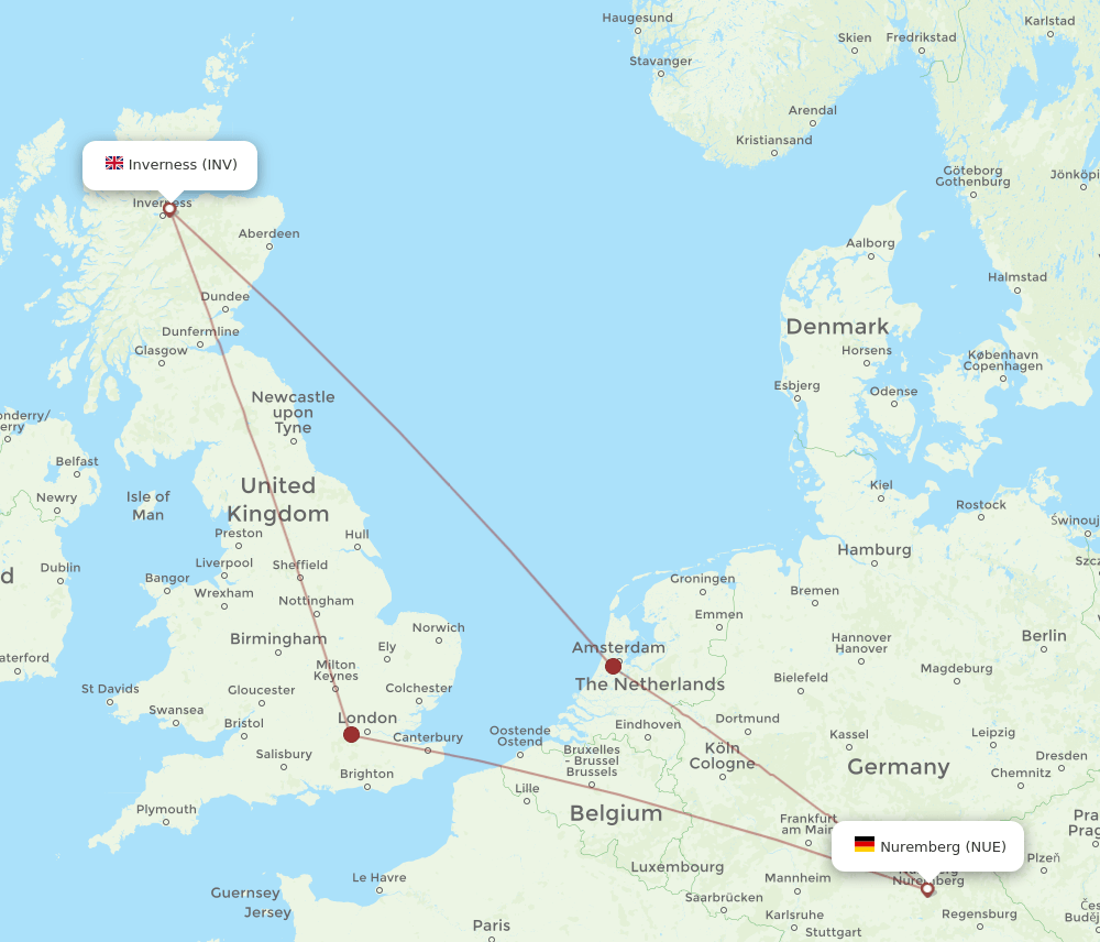 NUE-INV flight routes