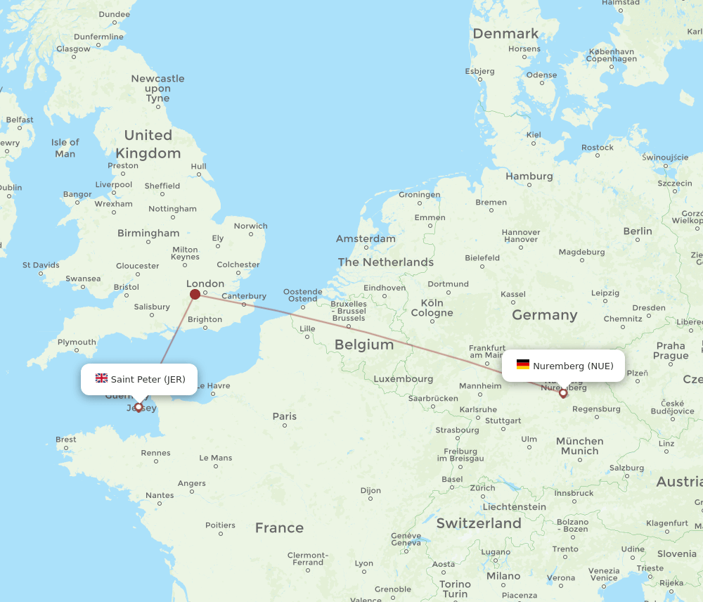 NUE-JER flight routes