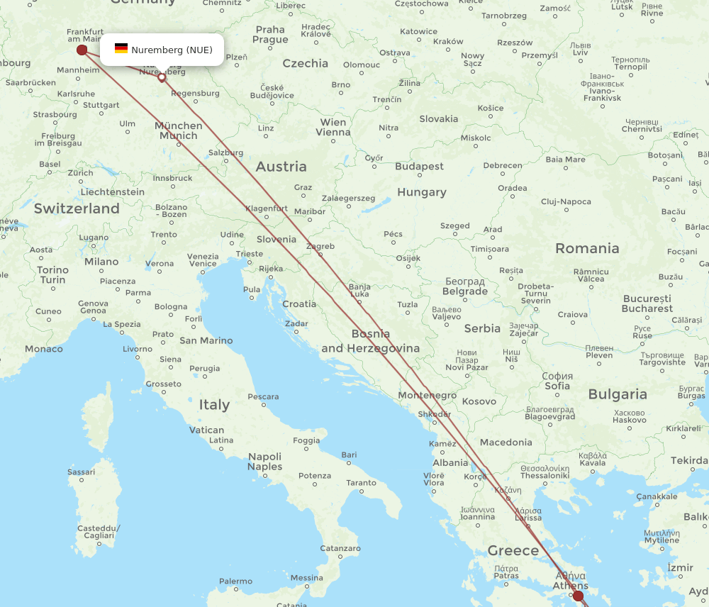 NUE-JTR flight routes