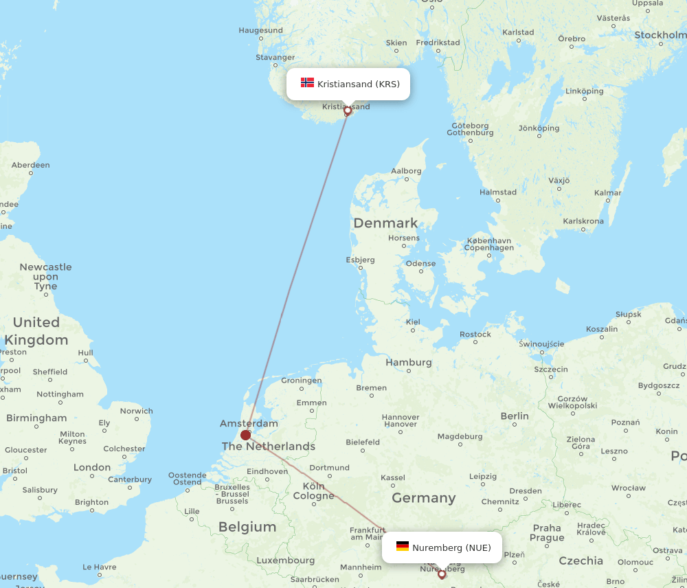 NUE-KRS flight routes