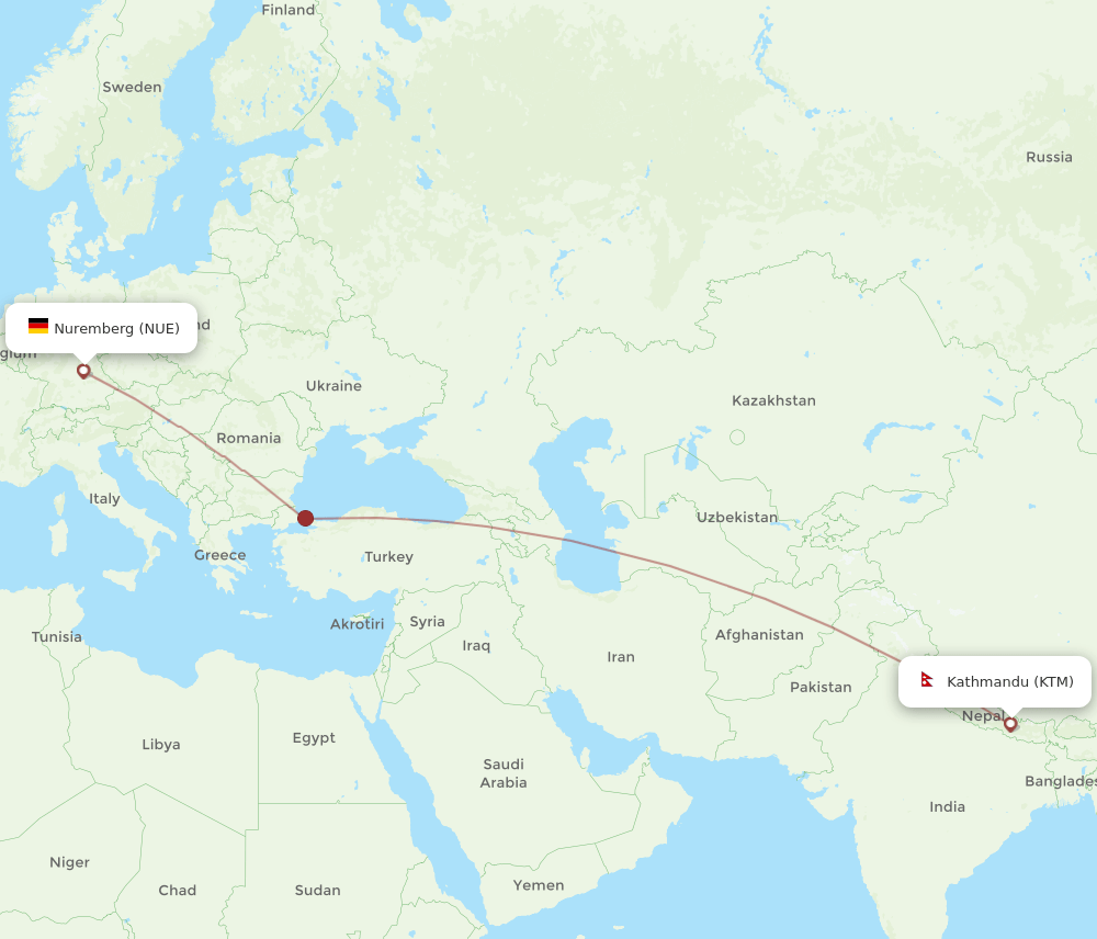 NUE-KTM flight routes