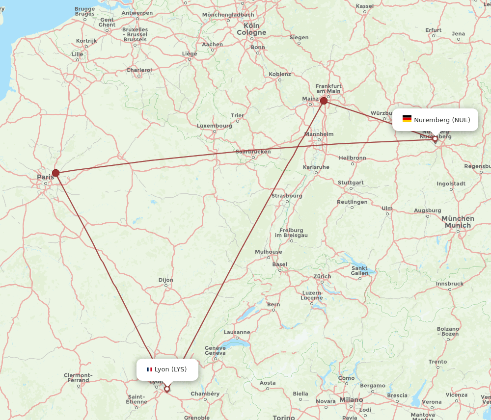 NUE-LYS flight routes