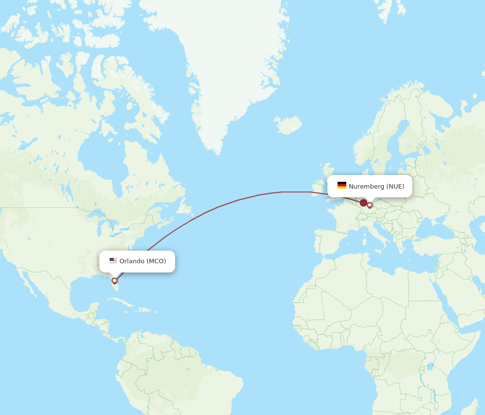 NUE-MCO flight routes
