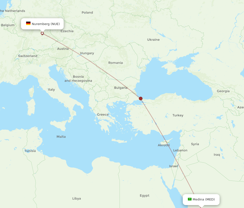 NUE-MED flight routes