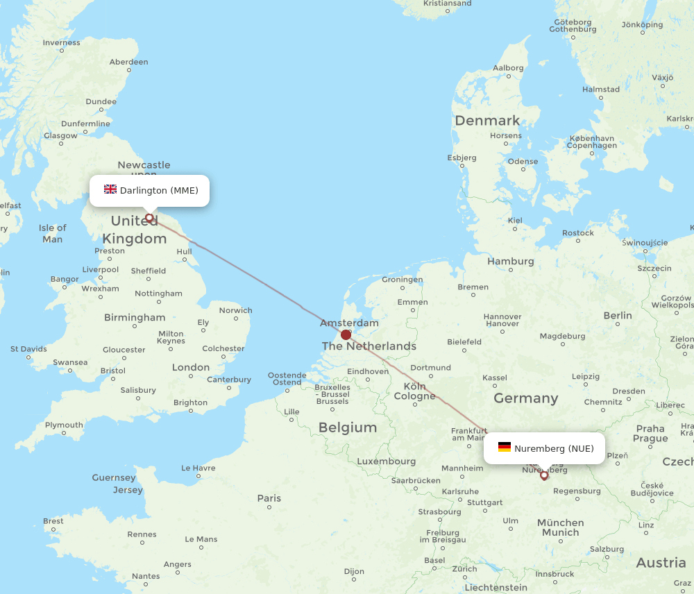 NUE-MME flight routes