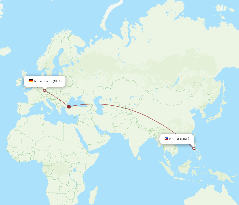 NUE to MNL flights and routes map