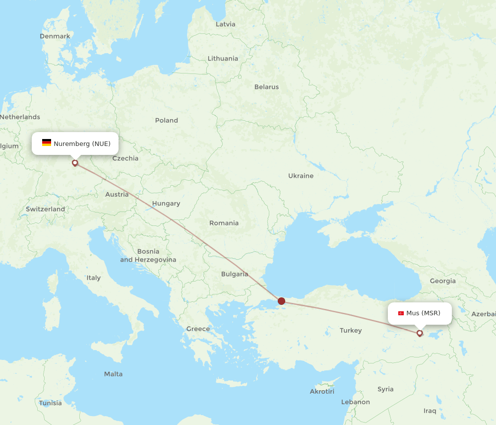 NUE-MSR flight routes