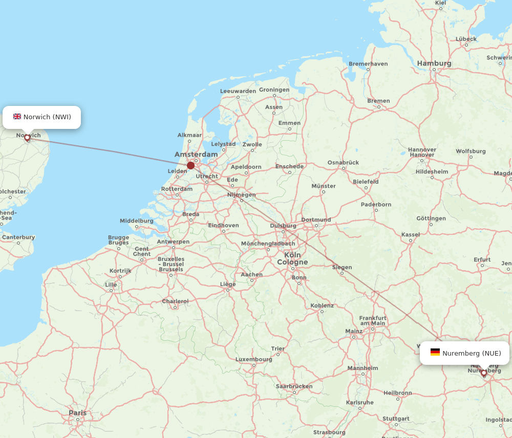 NUE-NWI flight routes