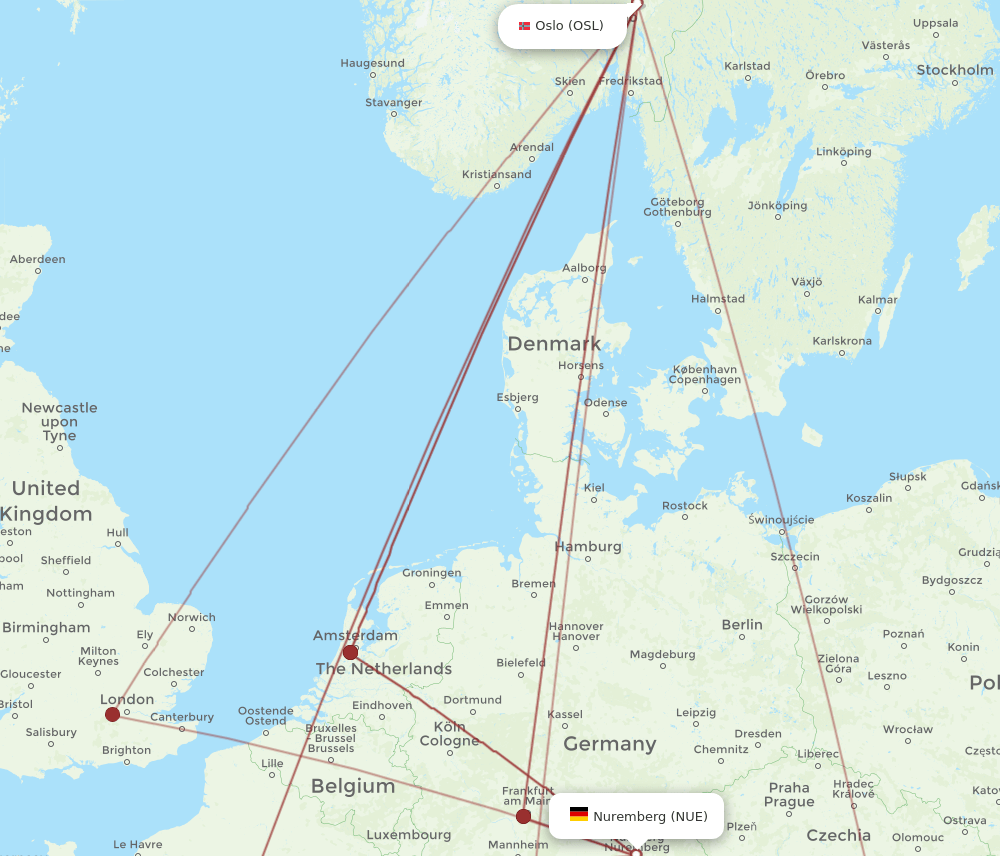 NUE-OSL flight routes