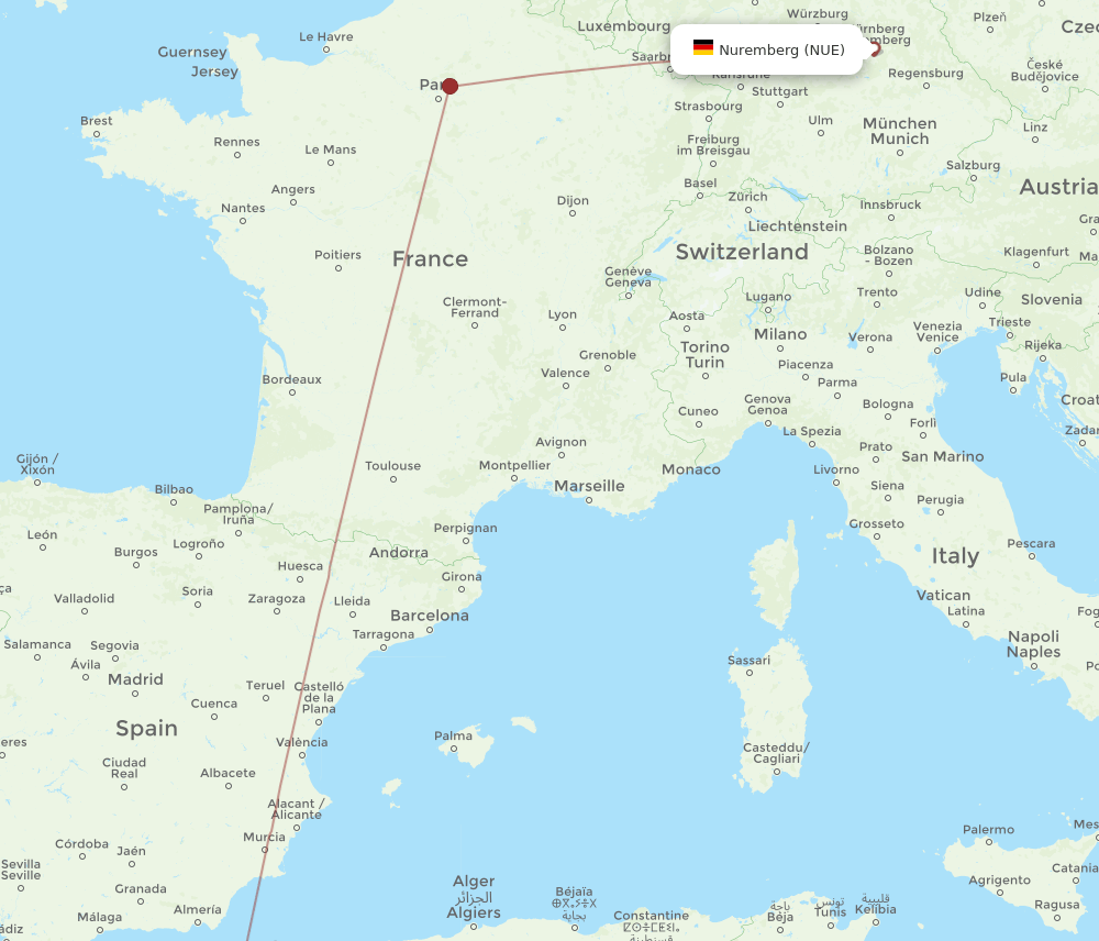 NUE-OUD flight routes