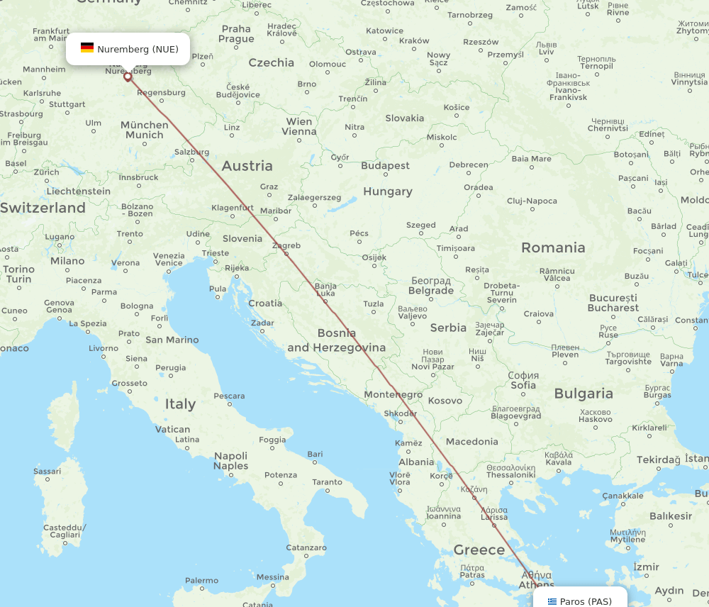 NUE-PAS flight routes