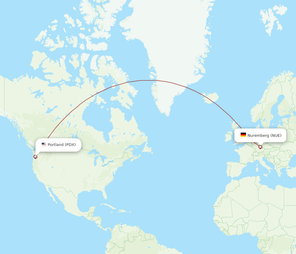 NUE-PDX flight routes