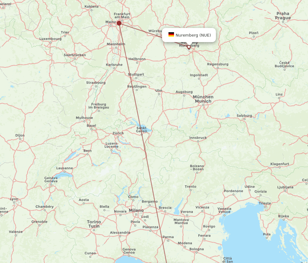 NUE-PSA flight routes