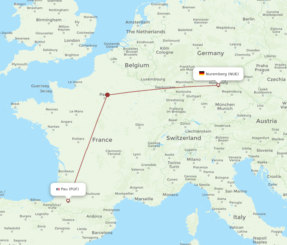 NUE-PUF flight routes