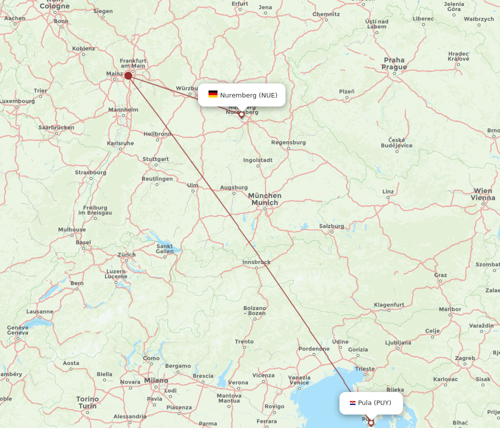 NUE-PUY flight routes