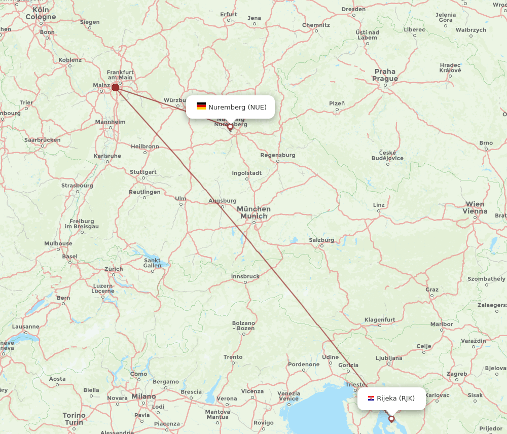 NUE-RJK flight routes