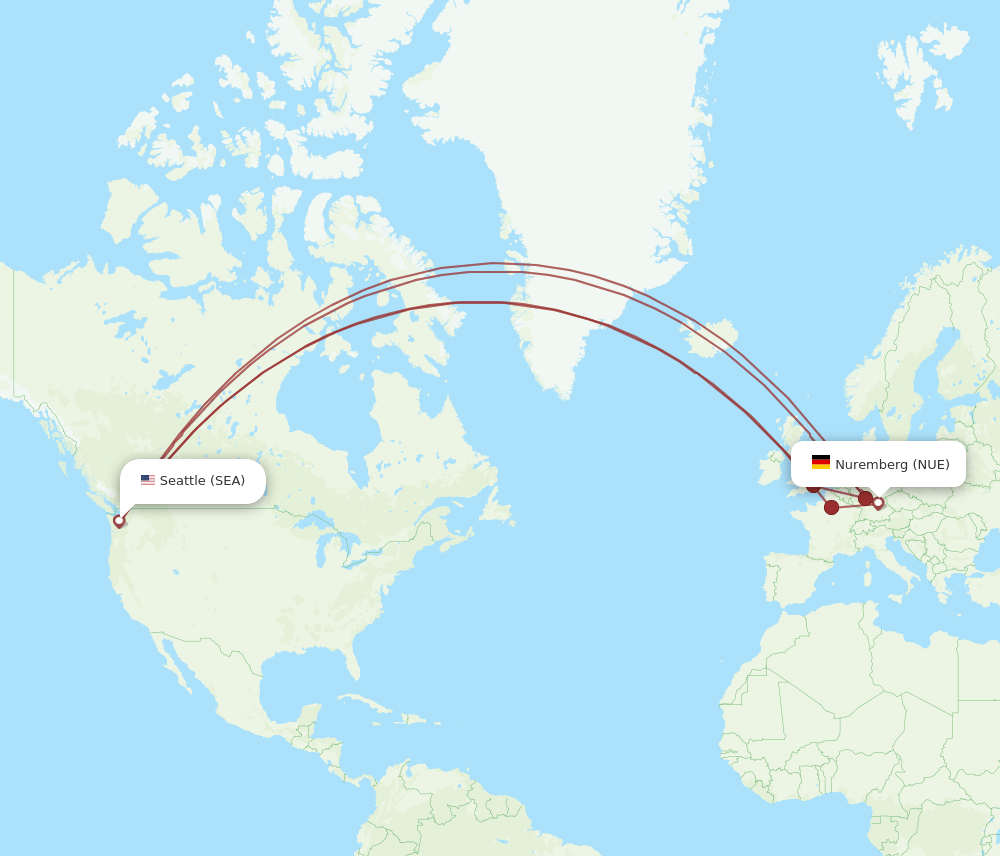 NUE-SEA flight routes