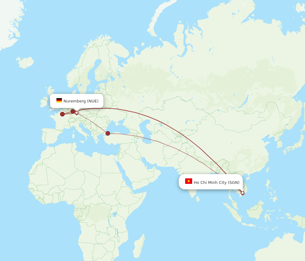 NUE-SGN flight routes
