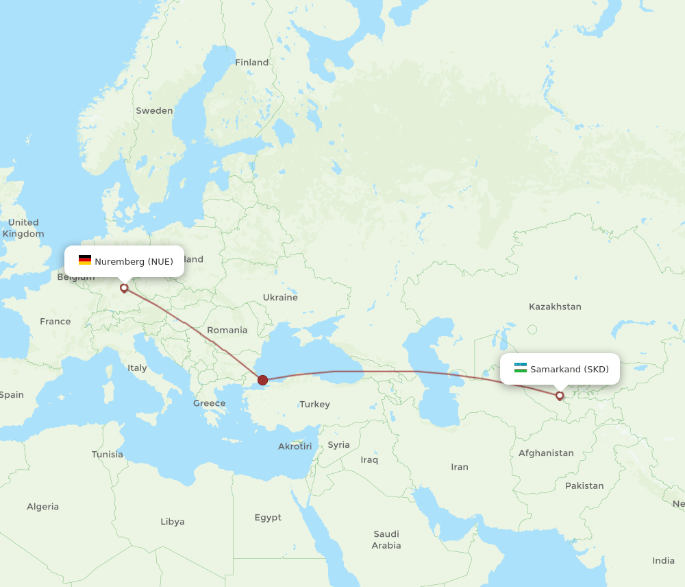 NUE-SKD flight routes