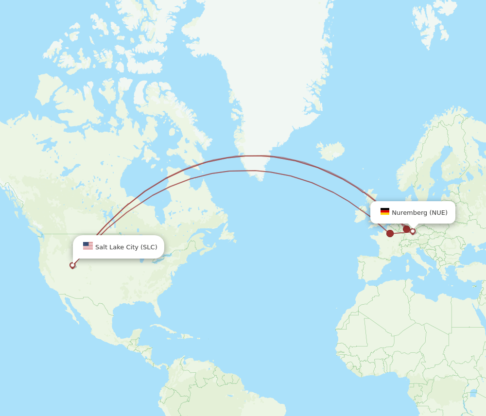 NUE-SLC flight routes