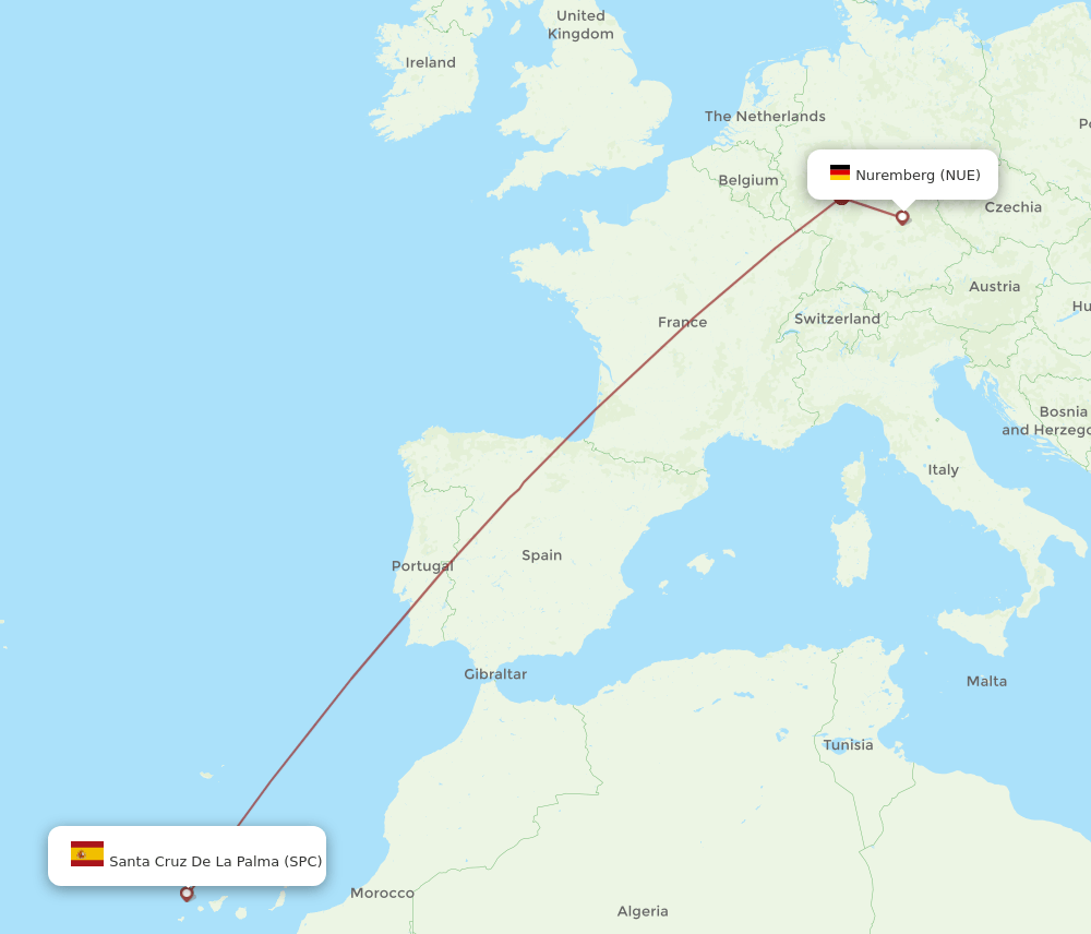 NUE-SPC flight routes