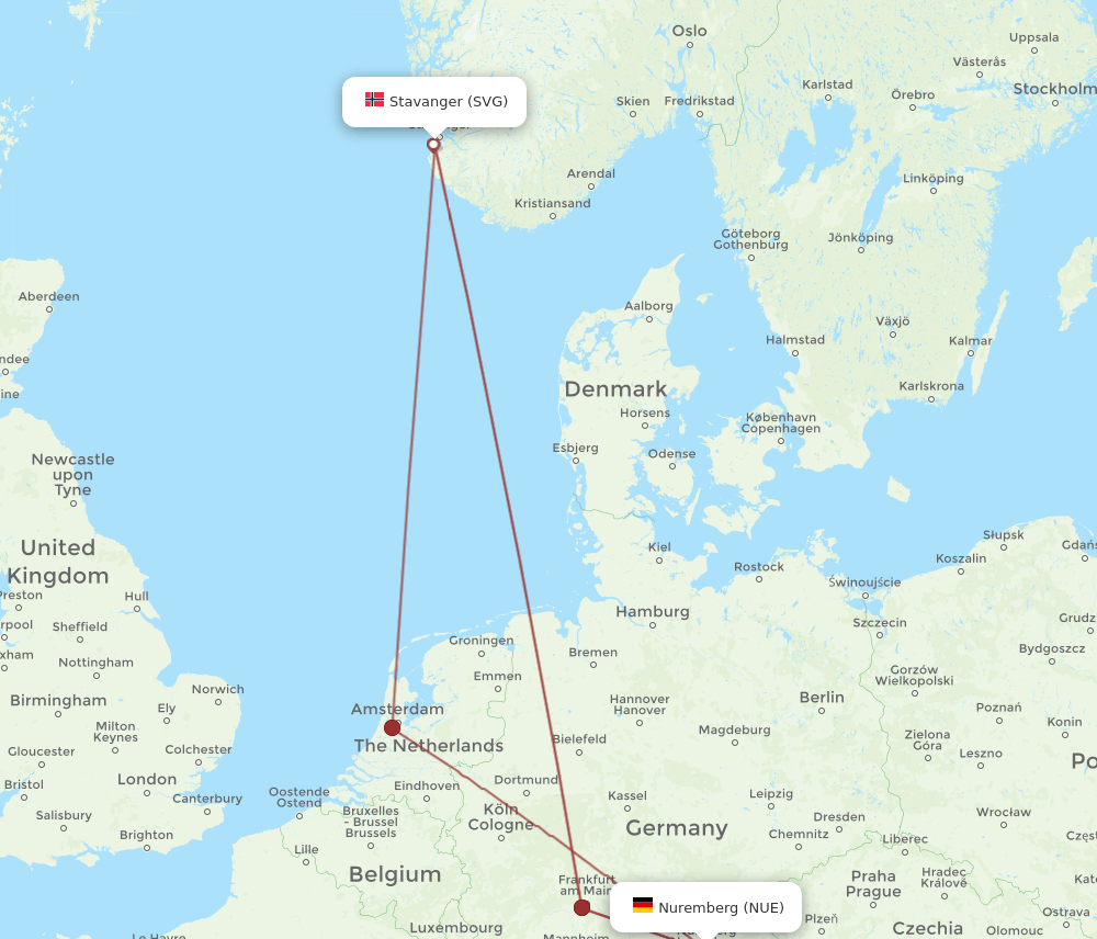 NUE-SVG flight routes