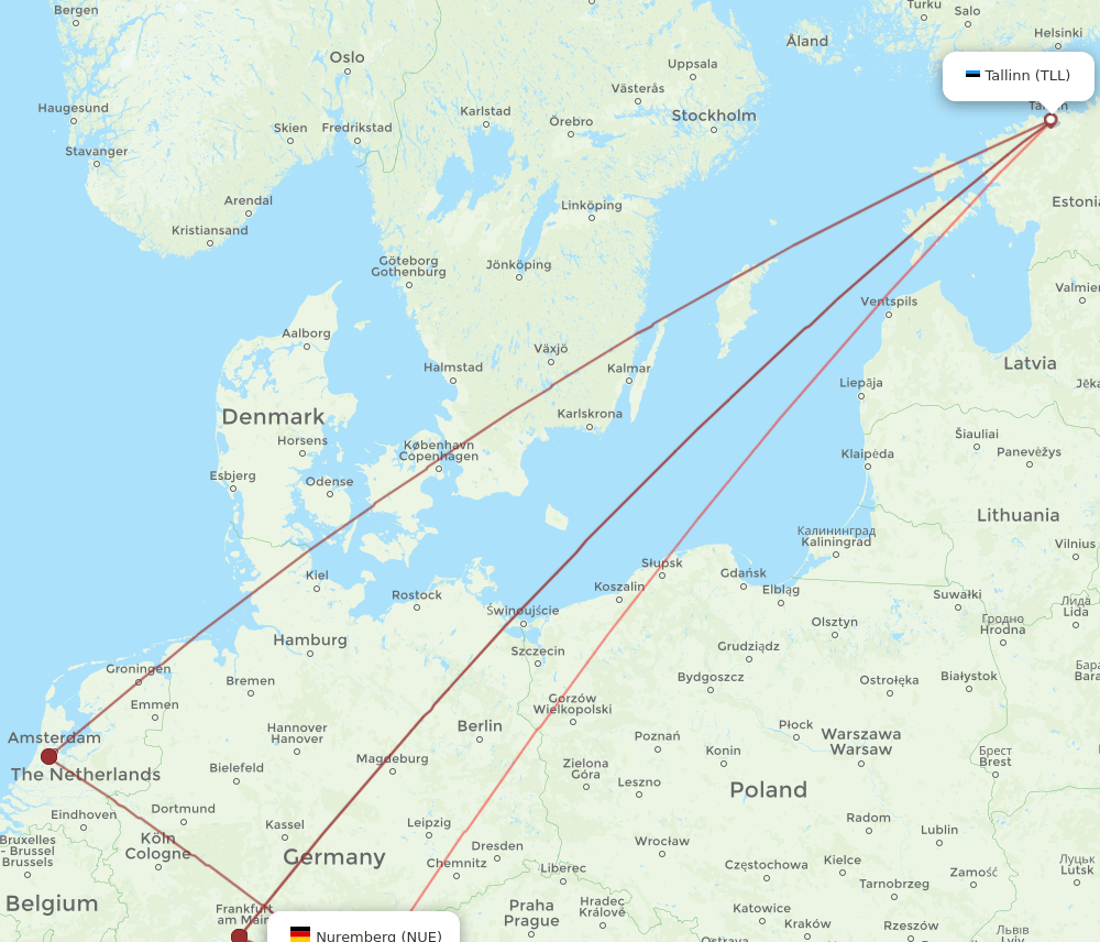 NUE-TLL flight routes