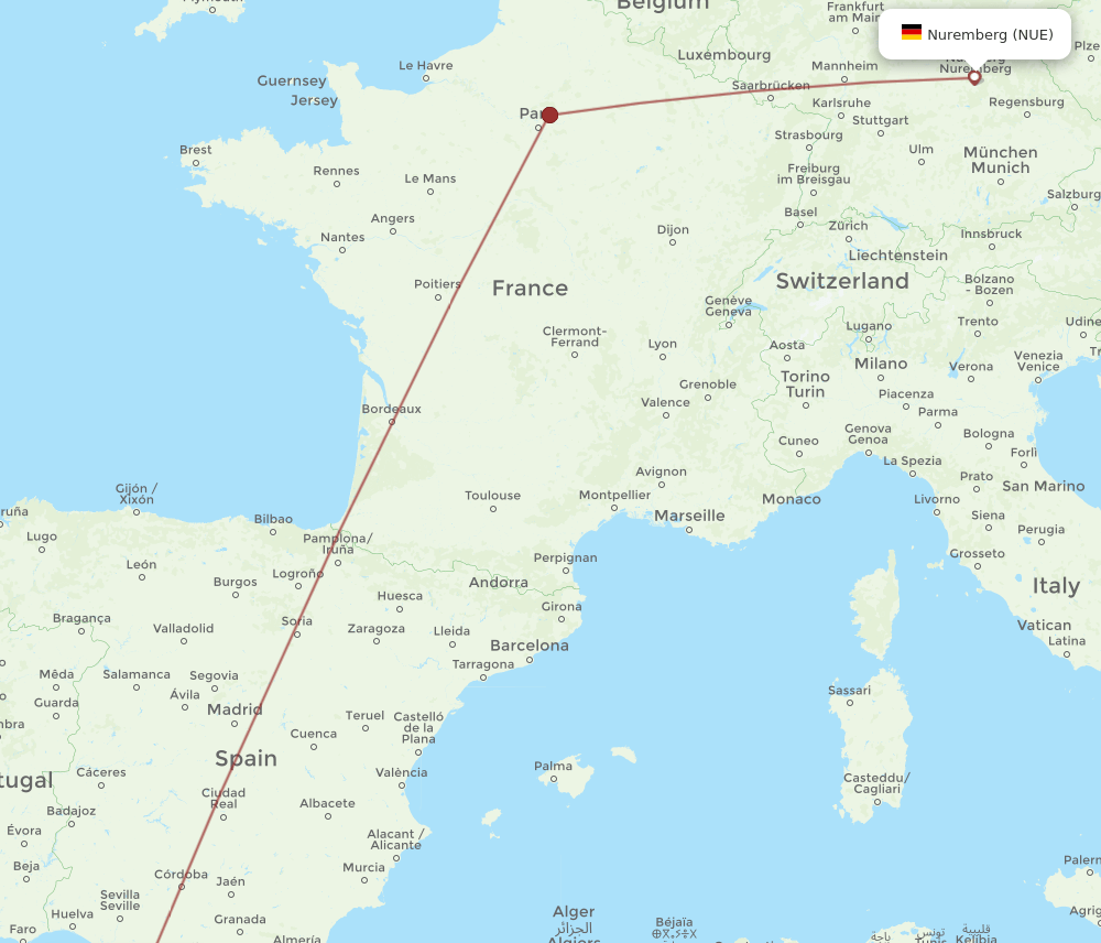 NUE-TNG flight routes