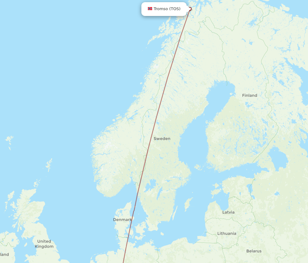 NUE-TOS flight routes