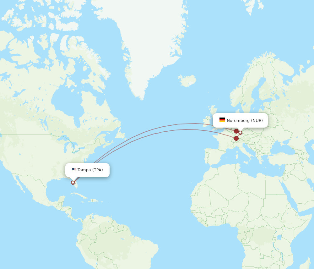 NUE-TPA flight routes