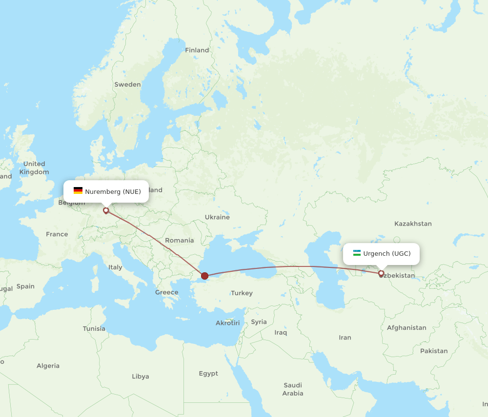 NUE-UGC flight routes