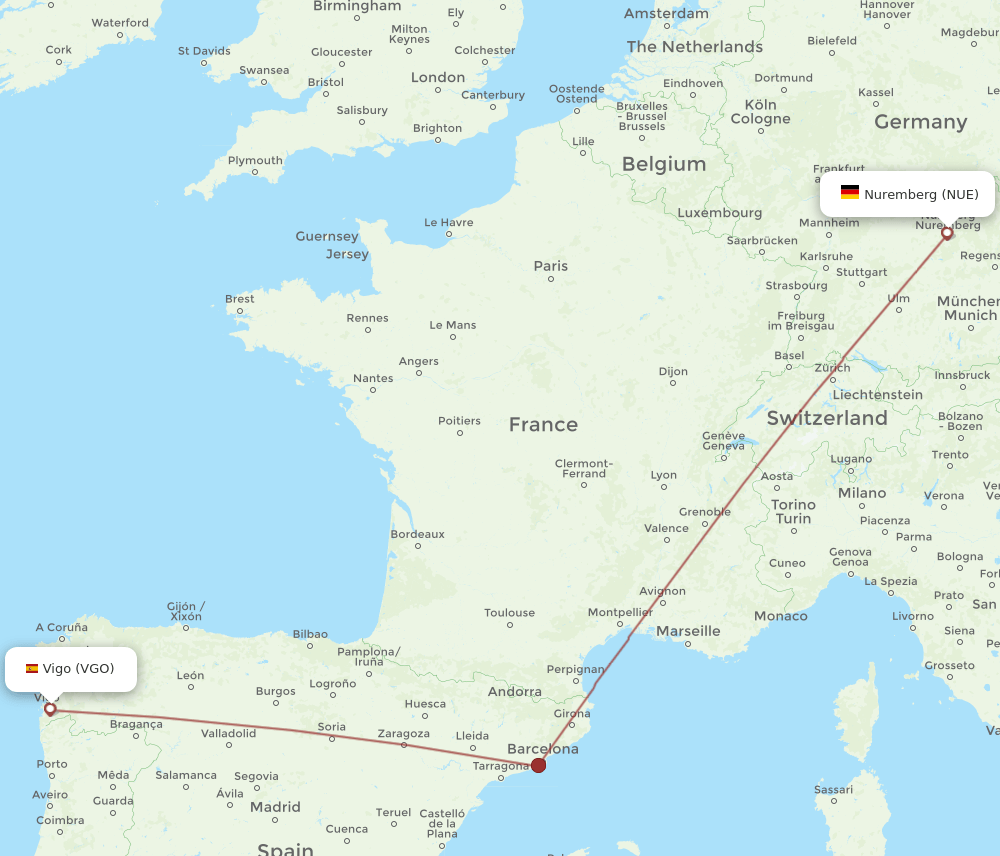 NUE-VGO flight routes