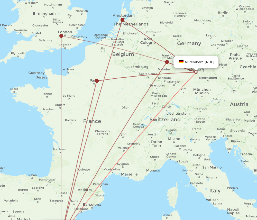 NUE-VLC flight routes