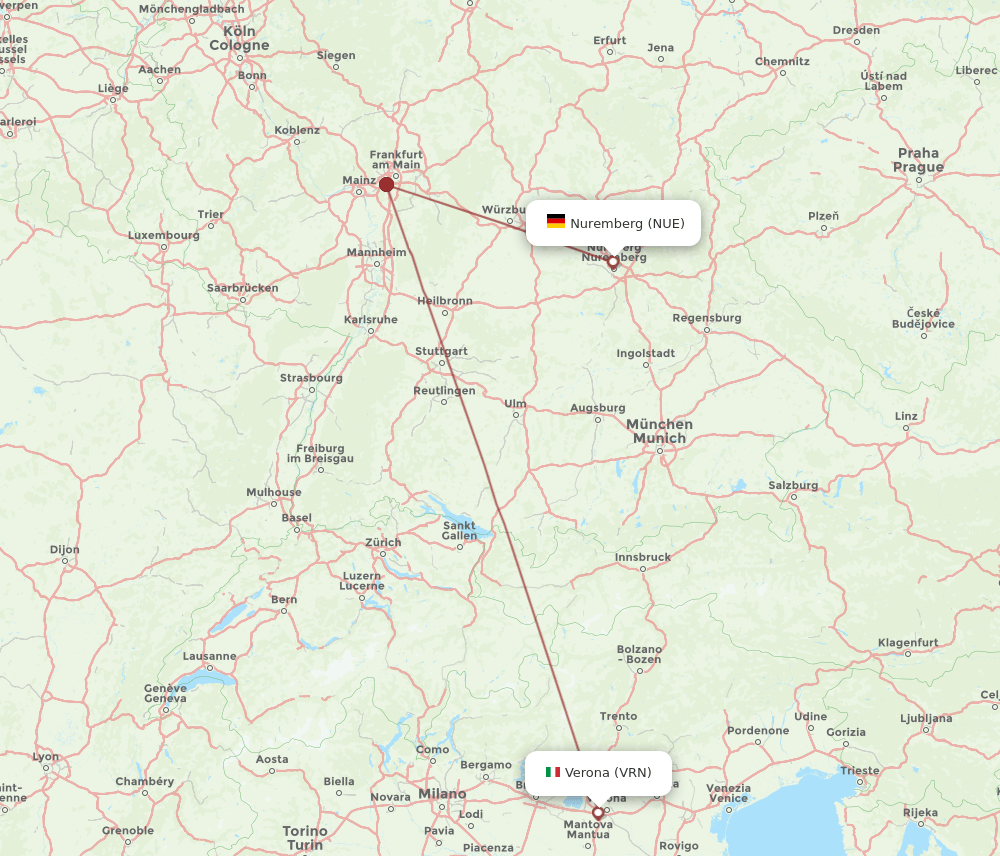 NUE-VRN flight routes