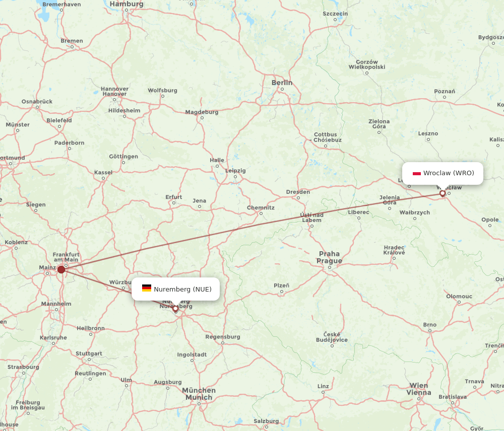 NUE-WRO flight routes