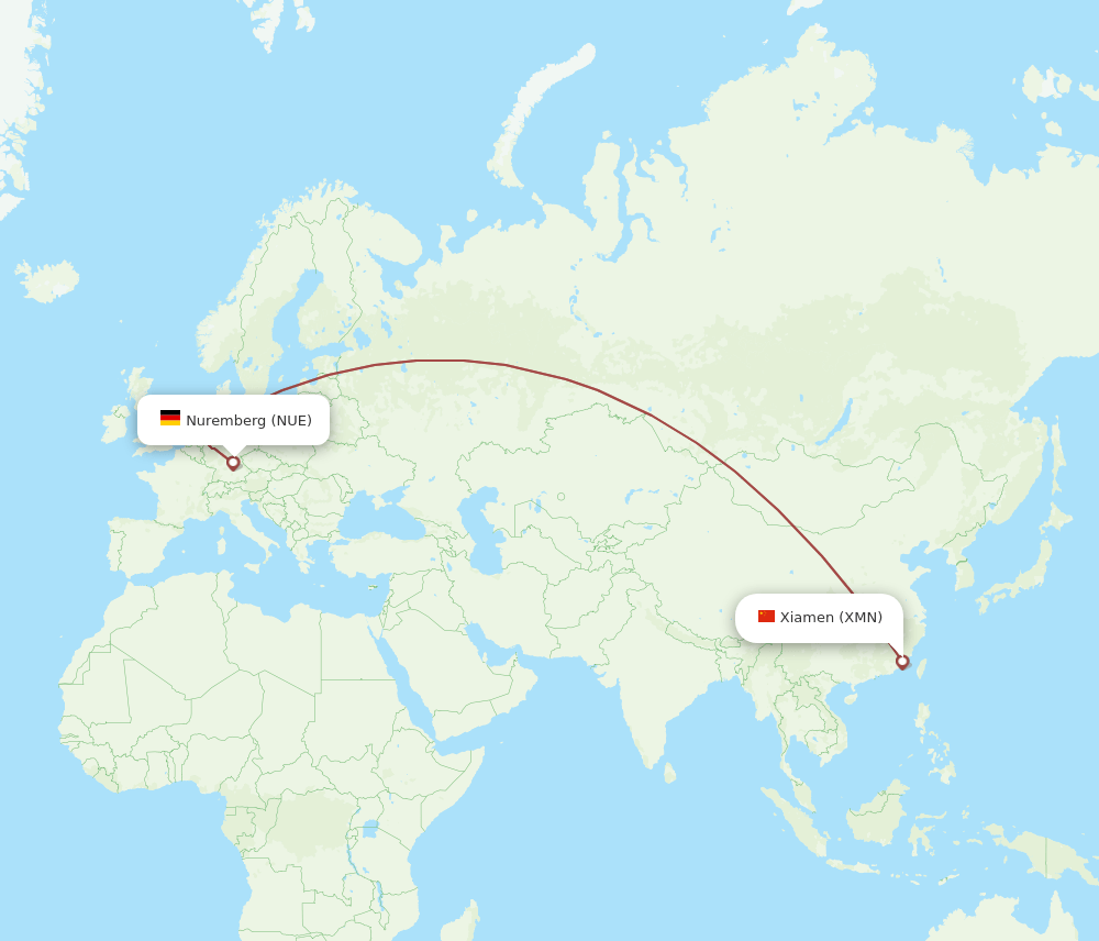 NUE-XMN flight routes