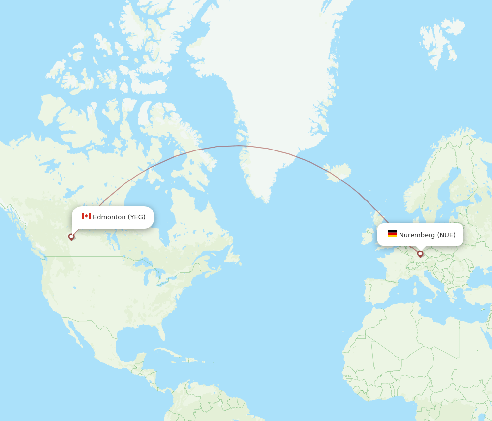 NUE-YEG flight routes