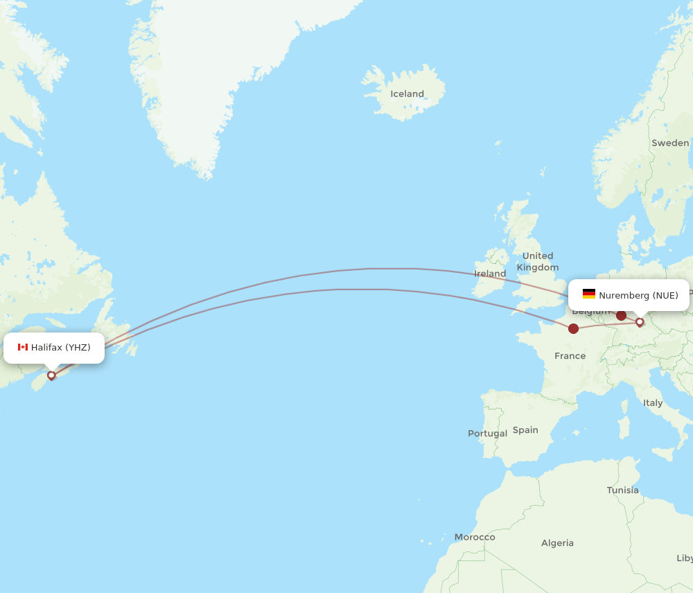 NUE-YHZ flight routes