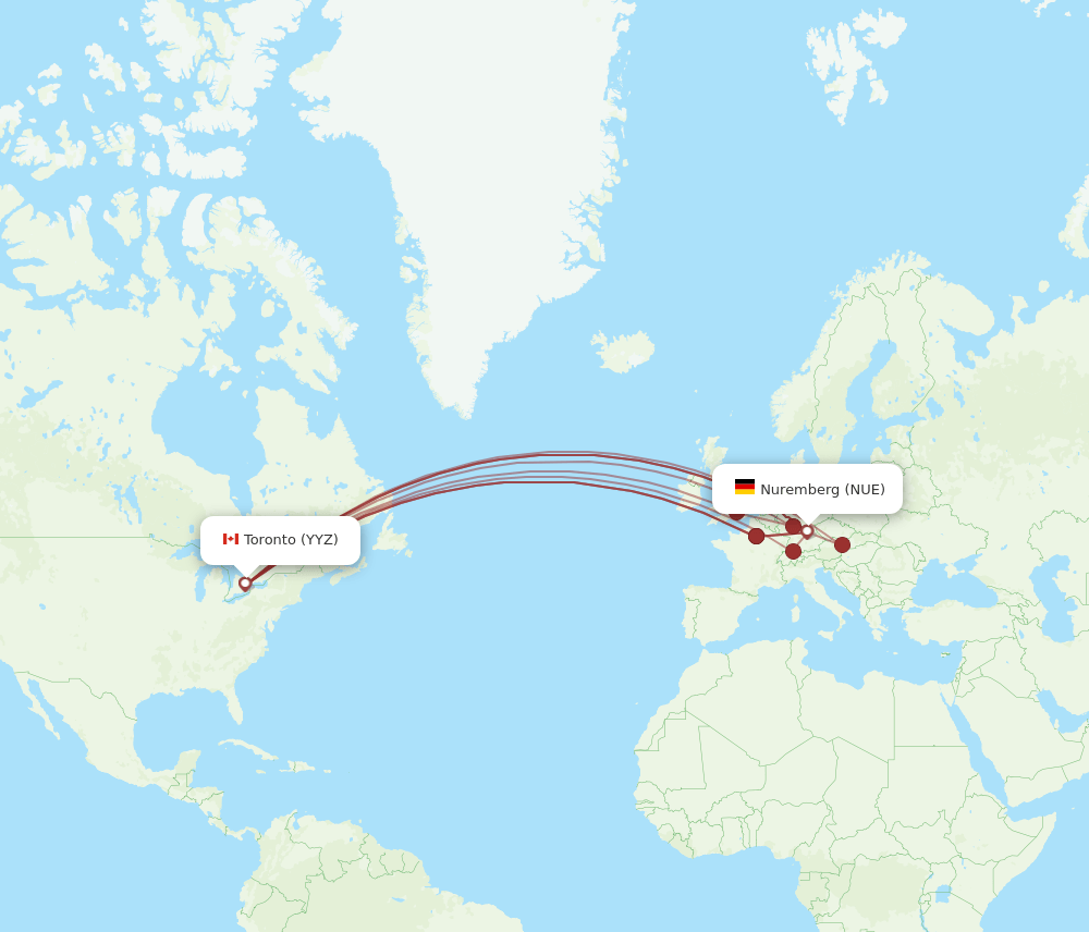 NUE-YYZ flight routes