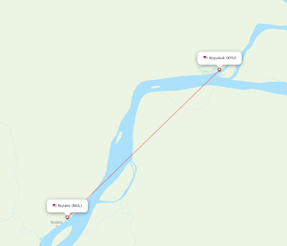 Nulato - Koyukuk route map and flight paths