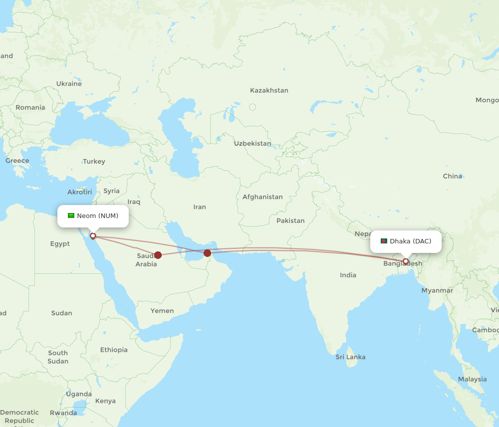 NUM-DAC flight routes