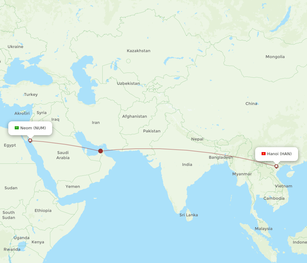 NUM-HAN flight routes
