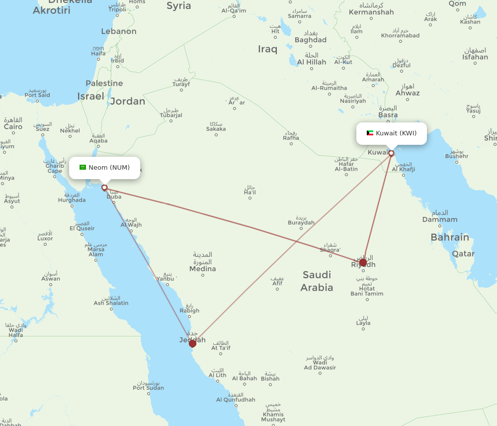 NUM-KWI flight routes