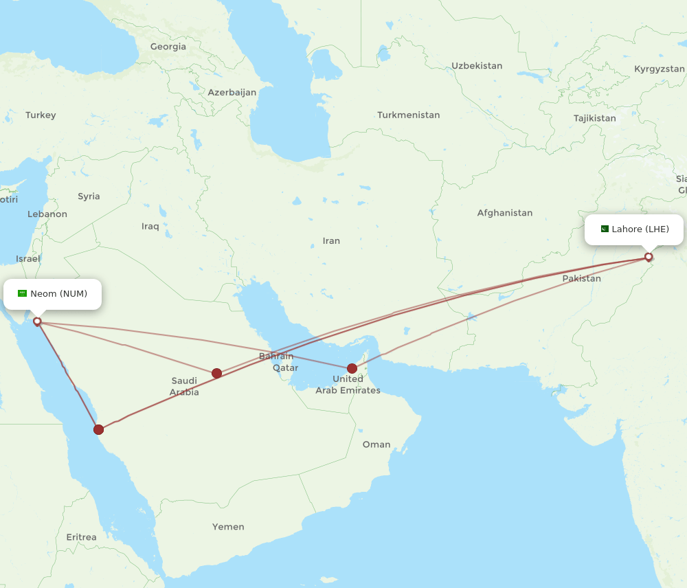 NUM-LHE flight routes